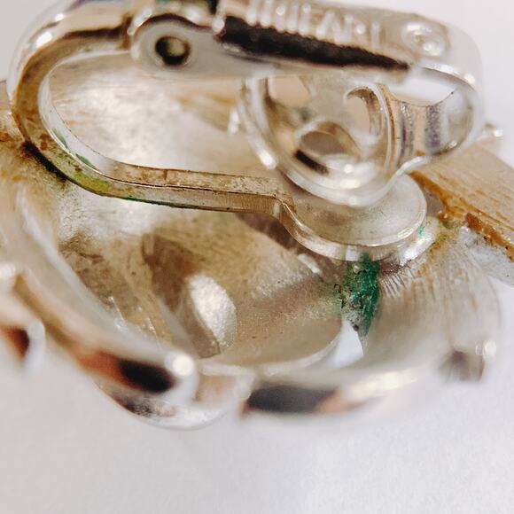 VTG Signed Crown TRIFARI Silver Tone Brooch Earrings Set MCM 50s-60s Clip-Ons - Picture 8 of 9